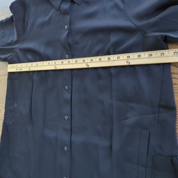 J. Jill Wearever Collection Black Shirt Dress M Button Front Ruffle Tiered Back - Picture 10 of 16